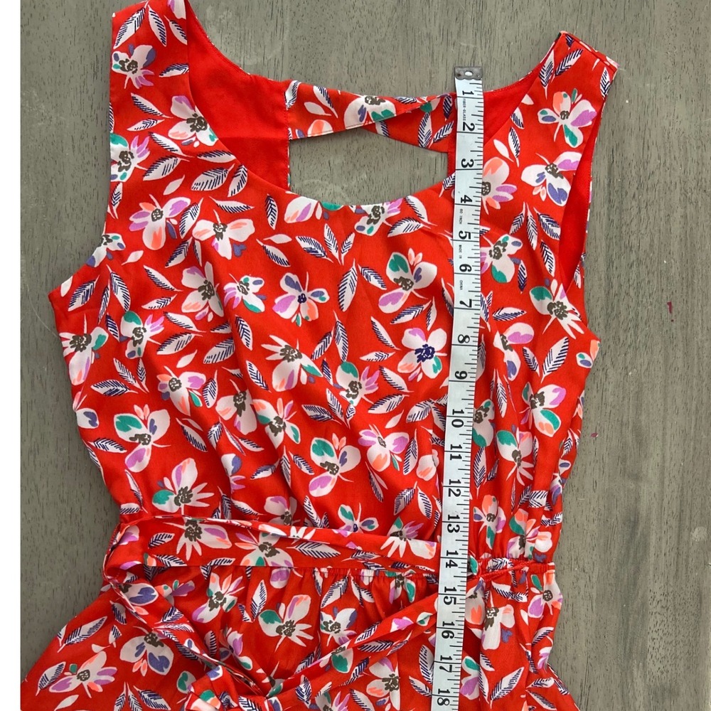 Gap Red Floral Sleeveless Cutout Back Fit and Flare Mini Dress Small - Picture 5 of 7